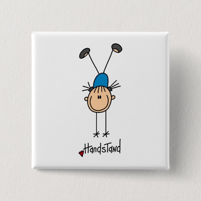 Chapa Cuadrada Gimnasta que hace Handstands (Anverso)