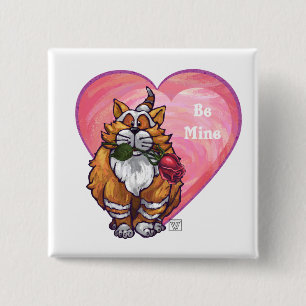 Chapa Cuadrada Ginger Cat El día de San Valentín