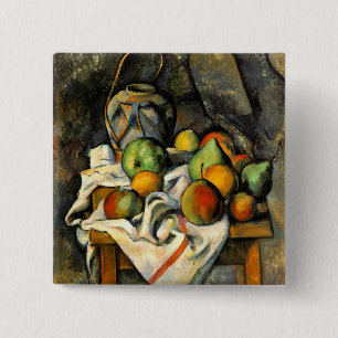 Chapa Cuadrada Ginger Jar y Fruit - Paul Cezanne - c1895