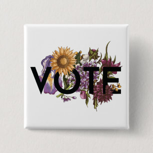 Chapa Cuadrada Gira-sol vintage Floral Elegante Femenino Vota