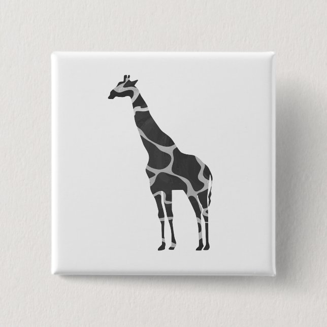 Chapa Cuadrada Giraffe Black and Grey Silhoutte (Anverso)