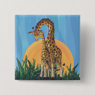 Chapa Cuadrada Giraffe Mama y Baby