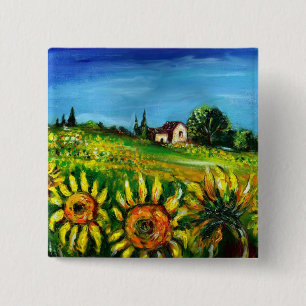 CHAPA CUADRADA GIRASOLES Y CAMPO EN TOSCANA
