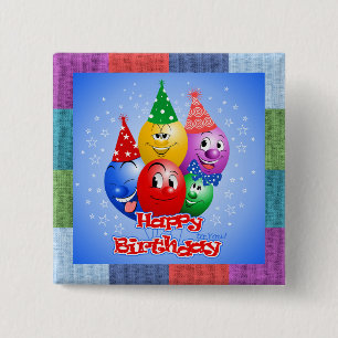 Chapa Cuadrada Globos de cumpleaños alegres