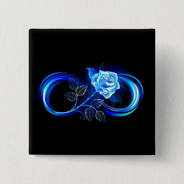 Chapa Cuadrada Glowing infinity with blue rose (Anverso)