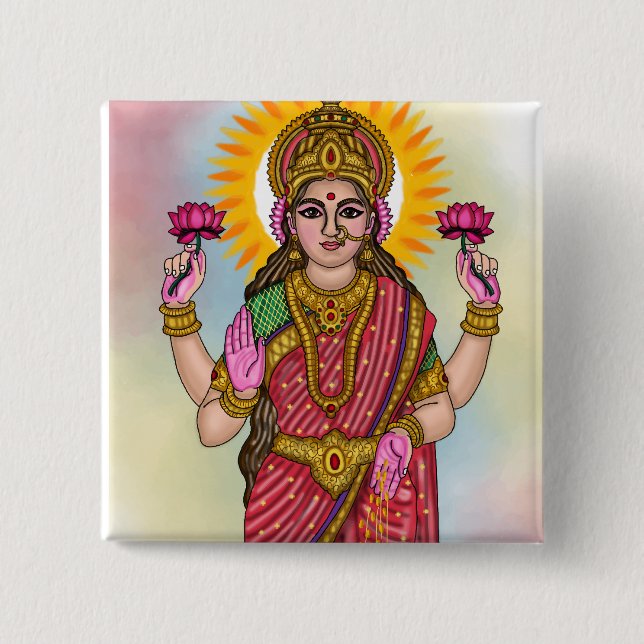 Chapa Cuadrada Goddess Lakshmi Button (Anverso)
