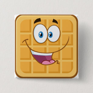 Chapa Cuadrada Gofre Feliz Kawaii Desayuno Sonriente Comida