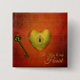 Chapa Cuadrada Golden Heart with Key