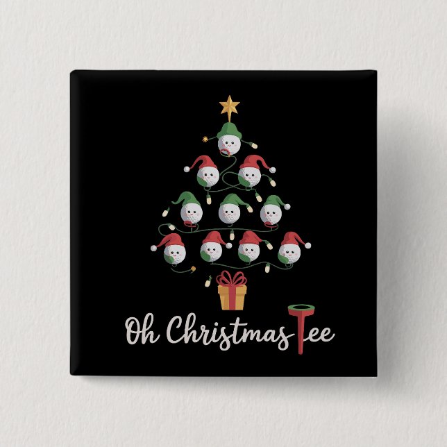 Chapa Cuadrada Golf Golfer Funny Golfing Oh Christmas Tee (Anverso)