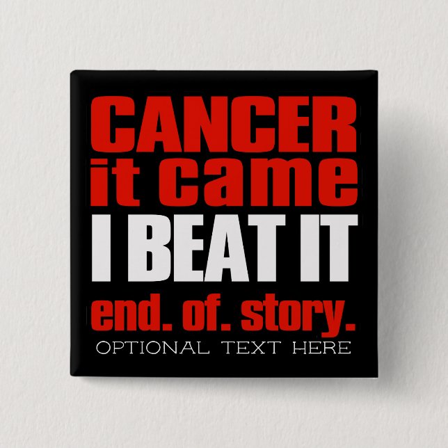 Chapa Cuadrada Golpeo al cáncer, sin cáncer, sobreviviente del cá (Anverso)