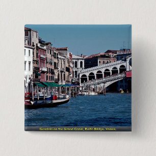 Chapa Cuadrada Góndola en el Gran Canal, puente de Rialto,
