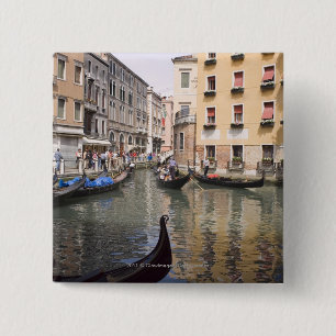 Chapa Cuadrada Góndolas en un canal, Venecia, Italia