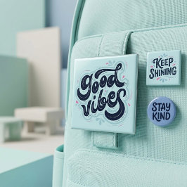 Chapa Cuadrada Good Vibes Button