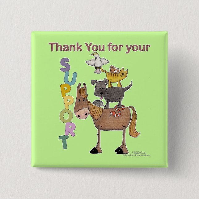 Chapa Cuadrada Gracias por su ayuda (Anverso)