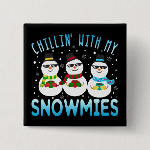 Chapa Cuadrada Gracioso Chillin' Con Mis Navidades Snowmies
