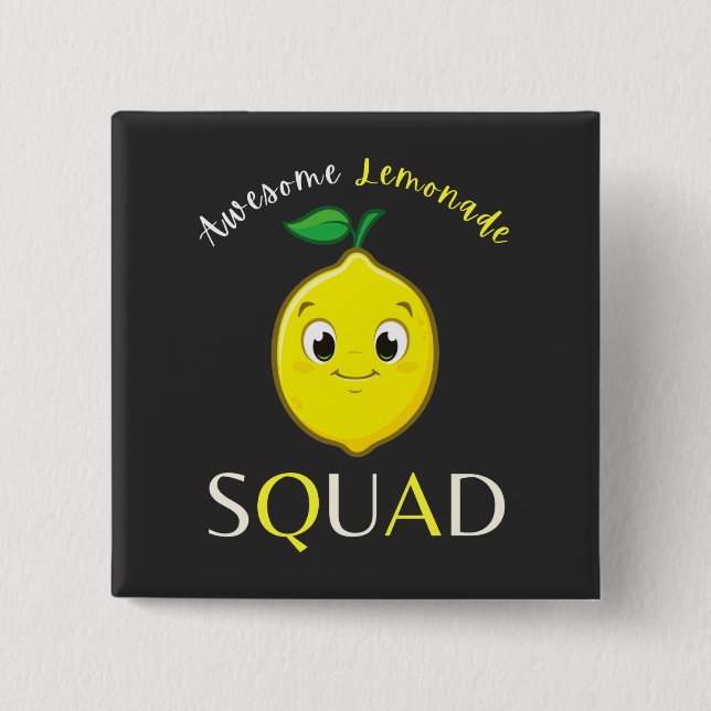 Chapa Cuadrada Gracioso Cute Sonriente Lemon Awesome Lemonade Squ (Anverso)