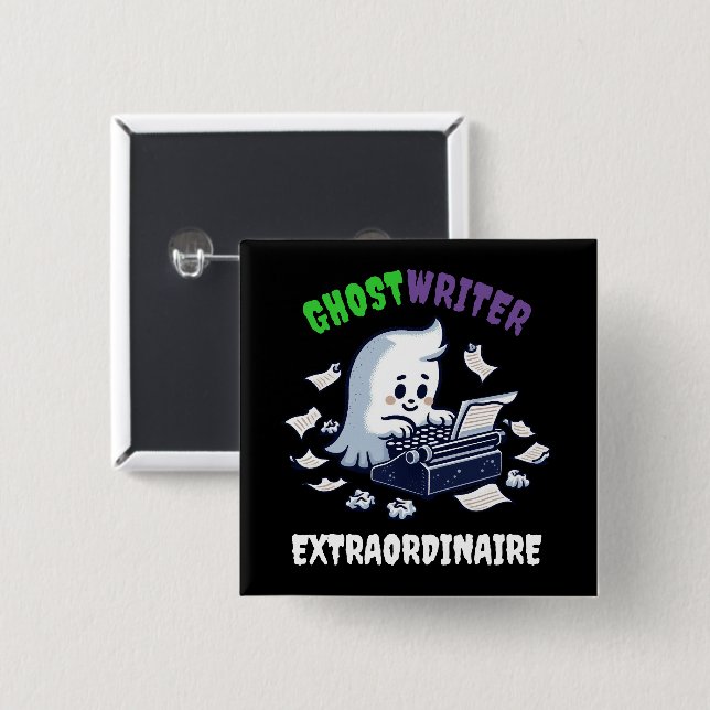 Chapa Cuadrada Gracioso escritor fantasma Extraordinaire Cute Fan (Anverso y reverso)