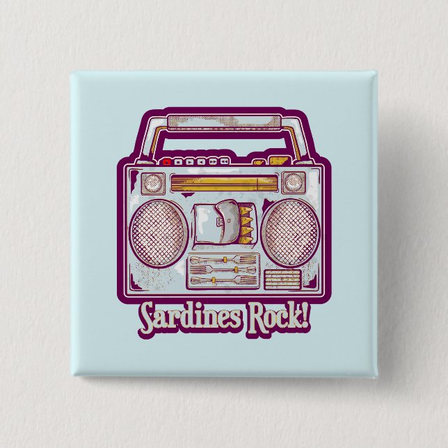 Chapa Cuadrada Gracioso estéreo de sardinas (Anverso)