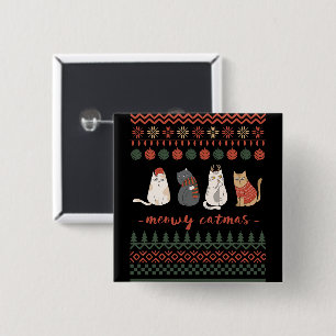 Chapa Cuadrada Gracioso gato Navidad Pun - Navidades de gatos