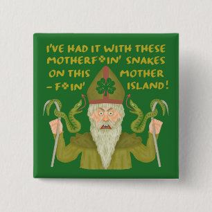 Chapa Cuadrada Gracioso Saint Patrick's Day Snakes Chiste Green I