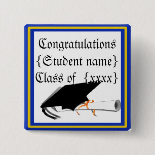 Chapa Cuadrada Grad Cap Tilt con Colores Escolares Azul Y Oro
