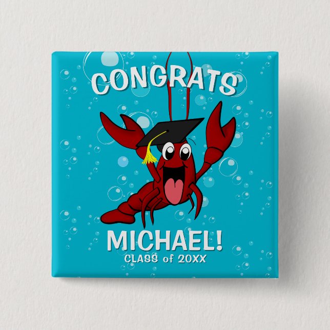 Chapa Cuadrada Graduación Crawfish Boil Lobster Party Favor (Anverso)