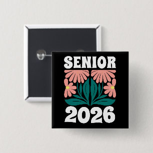 Chapa Cuadrada Graduación de Flores Retro Groovy, Personalizado s