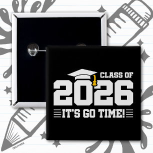 Chapa Cuadrada Graduación de la Clase de 2026 ¡Es Hora de Empezar