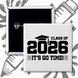 Chapa Cuadrada Graduación de la Clase de 2026 ¡Es Hora Divertida