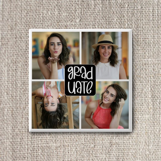 Chapa Cuadrada Graduación moderna de Collage de fotos de grado de (Subido por el creador)