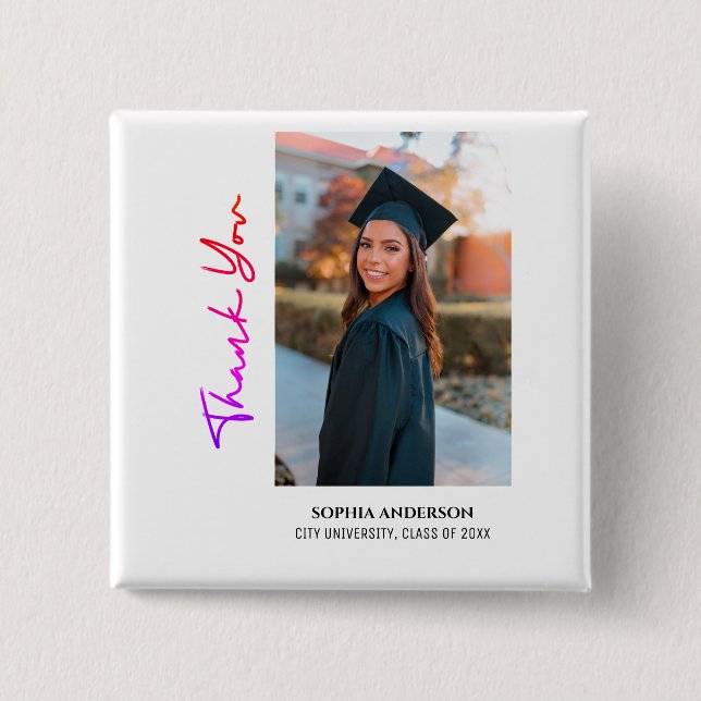 Chapa Cuadrada Graduación Moderna Simple (Anverso)