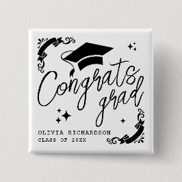 Chapa Cuadrada Graduación Personalizada Elegante Escritura Estrel