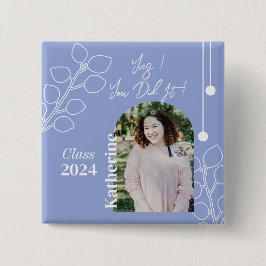 Chapa Cuadrada Graduación Simple Foliage Photo Lavender