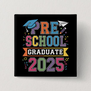Chapa Cuadrada Graduado de Preescolar 2025 Graduación Escuela Pre