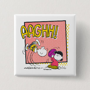 Chapa Cuadrada Gráfico cómico de Charlie Brown y Lucy