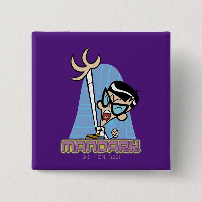 Chapa Cuadrada Gráfico de nombre de carácter de Mandark (Anverso)