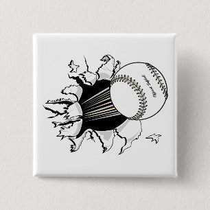 Chapa Cuadrada gráfico de softball atravesando bola rápida