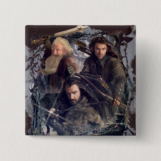 Chapa Cuadrada Gráfico de Thorin, Kili y Balin (Anverso)