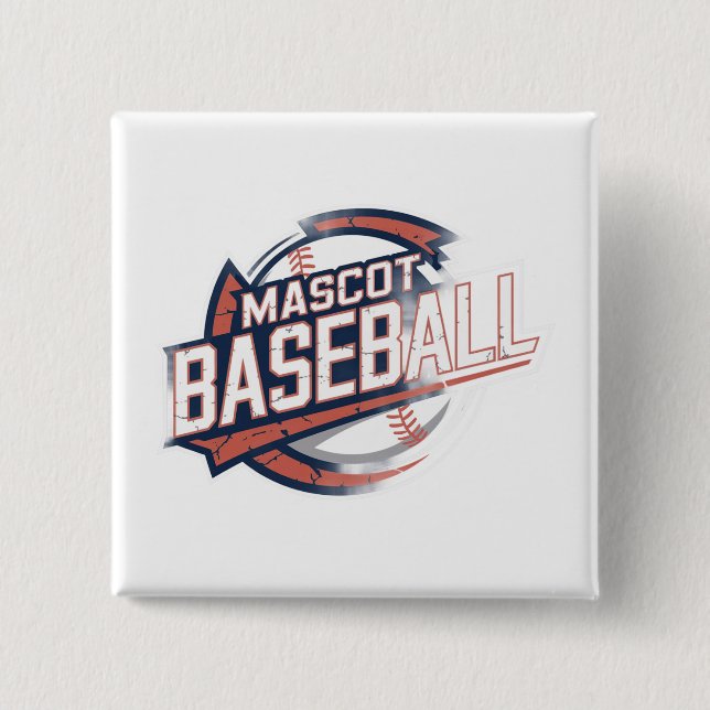 Chapa Cuadrada Gráfico Mascot Baseball (Anverso)