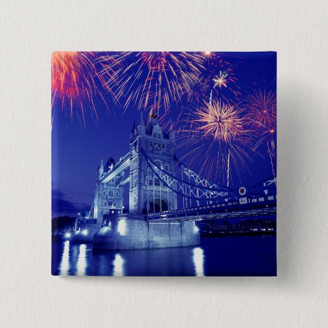 Chapa Cuadrada Gran Bretaña, Londres. Fuegos artificiales sobre l (Anverso)