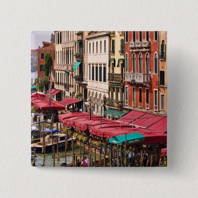 Chapa Cuadrada Gran Canal de Venecia Italia con góndolas (Anverso)