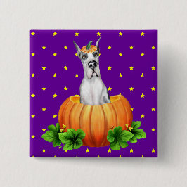 Chapa Cuadrada Gran Dane Halloween Harlequin Dane-O-Lantern