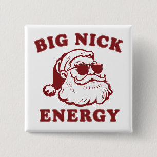 Chapa Cuadrada Gran Energía de Nick Santa Divertido Navidad Vinta