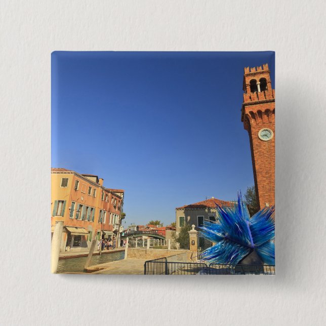 Chapa Cuadrada Gran estatua de cristal y torre de la campanilla,  (Anverso)