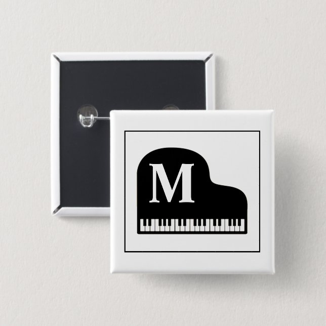 Chapa Cuadrada Gran Pianista de piano negro y blanco (Anverso y reverso)
