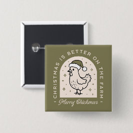 Chapa Cuadrada Granja de Navidad con pollo estilo cottagecore ver