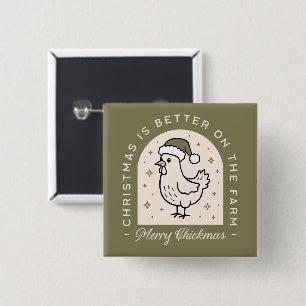 Chapa Cuadrada Granja de Navidad con pollo estilo cottagecore ver