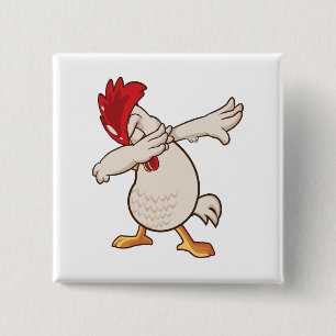Chapa Cuadrada Granjero con pollo haciendo Dab, baile Dab