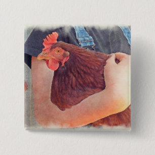 Chapa Cuadrada Granjero que abraza estilo pintado pollo