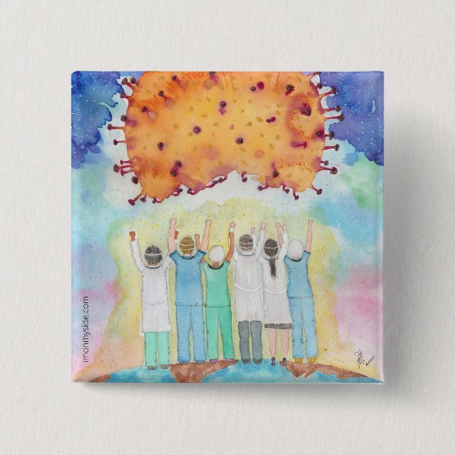 Chapa Cuadrada Gratitud Para Los Primeros Liners Covid-19 Pin (Anverso)